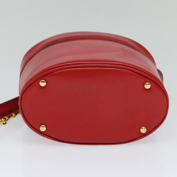 CELINE Chain Shoulder Bag Leather Red Gold - Picture 9 of 12